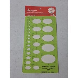 Pickett Isometric Ellipse Inking Template 1264i - New in Sealed Pkg Green